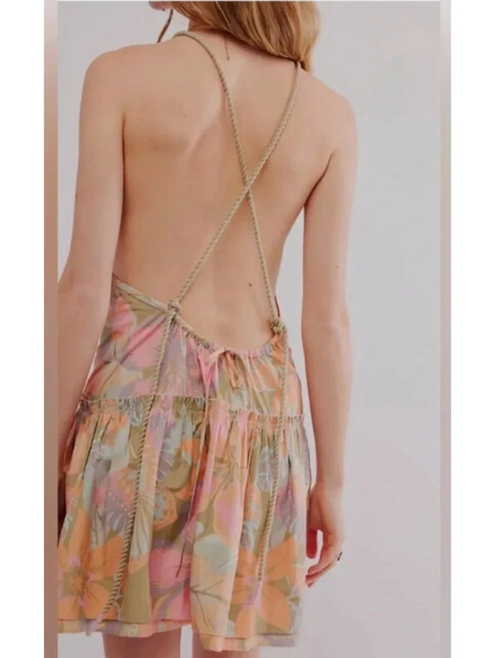 NWT Free People Deserted Island Mini Dress Size M in Rainforest Combo Print